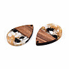 Transparent Resin & Walnut Wood Pendants RESI-N025-028-A01-3