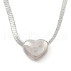 304 Stainless Steel Heart Pendant Flat Snake Chain Necklaces for Women NJEW-F328-08P-1