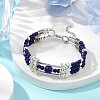 Round Synthetic Turquoise & Non-magnetic Synthetic Hematite Beaded Bracelets BJEW-JB11161-04-2