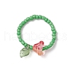 Glass Beads with Acrylic Charms Finger Rings RJEW-TA00205-4