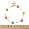 304 Stainless Steel & Synthetic Stone Daisy Flower Chain Anklets for Women AJEW-B031-01G-03-5