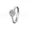 Rhodium Plated 925 Sterling Silver Pave 5.2x3.1mm Moissanite Finger Rings for Women WG3CEB4-01-5