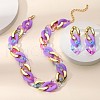 Acrylic Oval Link Chain Pendant Necklaces & Stud Dangle Earrings Sets FS-WG6428C-01-1