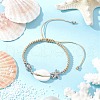 Natural Cowrie Shell Braided Bead Bracelets for Women BJEW-JB11765-05-1