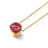 Ion Plating(IP) 304 Stainless Steel Pave Glass Square Pendant Cable Chain Necklaces for Women NJEW-F328-16G-01-1