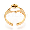 Heart 304 Stainless Steel Cuff Ring Components STAS-T066-11G-3
