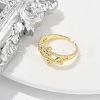 Rack Plating Bowknot Brass Micro Pave Clear Cubic Zirconia Cuff Rings for Women RJEW-M028-62G-4