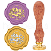 Brass Wax Seal Stamps with Rosewood Handle AJEW-WH0412-0079-1