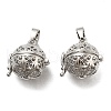 Rack Plating Brass Hollow Round Cage Pendants KK-P238-04P-1