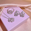 Ring Alloy Crystal Rhinestone Pendant Necklaces & Stud Earrings & Rings Sets FS-WG156C1-01-2