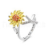 Adjustable Brass Rhinestone Rotating Cuff Rings FS-WG5B177-25-1