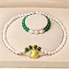 Mother's Day Jewellery Natural Freshwater Pearl Chrysoprase Beaded Necklace & Bracelets Sets for Women WGE4EAE-23-1