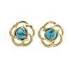 Ion Plating(IP) 304 Stainless Steel & Synthetic Turquoise Beaded Stud Earrings for Women EJEW-N054-36G-1