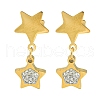 Ion Plating(IP) 304 Stainless Steel Star Dangle Stud Earrings EJEW-G400-42G-01-1