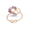 Natural Carnelian & Moss Agate & Amethyst & Apatite Cuff Rings RJEW-TA00206-6