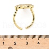 Heart Brass Micro Pave Cubic Zirconia Cuff Rings for Women RJEW-A069-12G-02-5