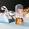 Clear Glass Dome Cover Decorative with Foam Artificial Rose Bouquet inside AJEW-FH00007-6