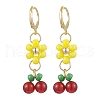 Natural Carnelian Beads & Glass Seed Dangle Hoop Earrings EJEW-MZ00309-04-2