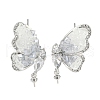 Brass with Enamel with Cubic Zirconia with Crystal Stud Earring with 925 Sterling Silver Pins KK-Q820-07P-1