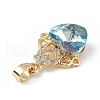 Real 18K Gold Plated Rack Plating Brass Micro Pave Clear Cubic Zirconia Pendants KK-C015-30G-07-2