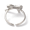 Bowknot Brass Micro Pave Clear Cubic Zirconia Open Cuff Rings for Women RJEW-C098-06P-3