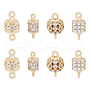 DICOSMETIC 8Pcs 4 Styles Brass Micro Pave Clear Cubic Zirconia Connector Charms KK-DC0003-36-1