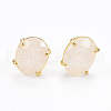 Natural Rose Quartz Stud Earrings EJEW-L196-04G-1