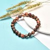 Frosted Round Natural Leopard Skin Jasper Beads Stretch Bracelet for Men Women BJEW-JB06809-2