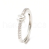 Clear Cubic Zirconia Initial Letter Adjustable Ring RJEW-C052-01P-N-1