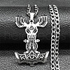 304 Stainless Steel Viking Mjolnir Thor Hammer Pendant Twisted Chain Necklaces for Men NJEW-S440-05AS-1