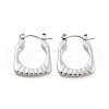 Non-Tarnish Texture Rectangle 304 Stainless Steel Hoop Earrings for Women EJEW-C067-08P-1