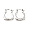 Texture Rectangle 304 Stainless Steel Hoop Earrings for Women EJEW-C067-08P-1