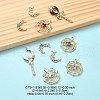 10Pcs 10 Styles Zinc Alloy with Glass Rhinestone Pendants FIND-YW0004-27-3