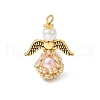Glass Pearl Round Beaded Pendants PALLOY-MZ00747-02-1