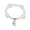 Natural Quartz Crystal Round Beaded Charm Bracelets BJEW-TA00615-02-2