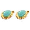 Natural Amazonite 304 Stainless Steel Teardrop Charms G-D075-01G-03-2