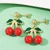 Brass Enamel Dangle Stud Earrings EJEW-Q036-06G-4