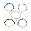 Natural Gemstone Chip & Cube Non-magnetic Synthetic Hematite Beaded Stretch Bracelets BJEW-JB10630-01-1