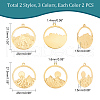 Unicraftale 12Pcs 6 Styles  304 Stainless Steel Pendants STAS-UN0044-60-3