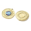 Flat Round 304 Stainless Steel Natural Paua Shell/White Shell Pendants STAS-U037-10G-01-2