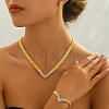 Elegant Iron Rhinestone V-shaped Bracelets & Earrings & Necklaces Set for Women KI4727-3