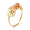 Natural Carnelian Round Beaded Finger Ring RJEW-TA00103-01-1