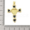Rack Plating Brass Micro Pave Cubic Zirconia Heart Shape Virgin Mary Cross Pendant KK-S380-44A-G-3