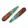 Transparent Resin & Walnut Wood Pendants X-RESI-N039-69B-2