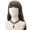 Alloy Gourd Tassel Pendant Necklace with Wood Beaded Chains for Women NJEW-JN04181-6