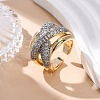 Brass Micro Pave Clear Cubic Zirconia Cuff Finger Rings for Women RJEW-C116-17G-2