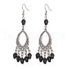 Halloween Skull Dyed Synthetic Turquoise & Alloy Dangle Earrings EJEW-JE05890-3