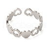 Non-Tarnish Hollow Heart 304 Stainless Steel Open Cuff Rings for Women RJEW-N048-09P-2