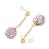 Rectangle Natural Pearl Earrings for Women EJEW-E303-05G-2