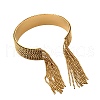 304 Stainless Steel Tassels Cuff Bangles for Women BJEW-V012-02G-2